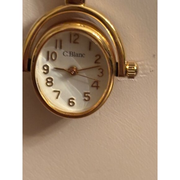 Vintage C. Blanc Reversible Pendant Necklace Watch on One Side, Purple Cabochon - Picture 12 of 16